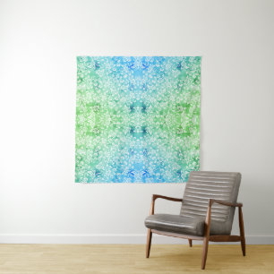 Blue Green floral abstract Tapestry