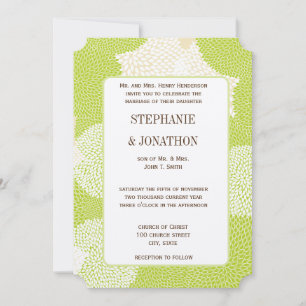 Blue & Green Floral Chrysanthemum Wedding Invitation