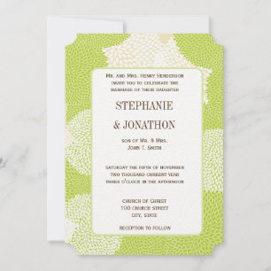 Blue & Green Floral Chrysanthemum Wedding Invitation