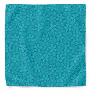 Blue-green floral design bandana