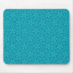 Blue-green floral design mouse pad