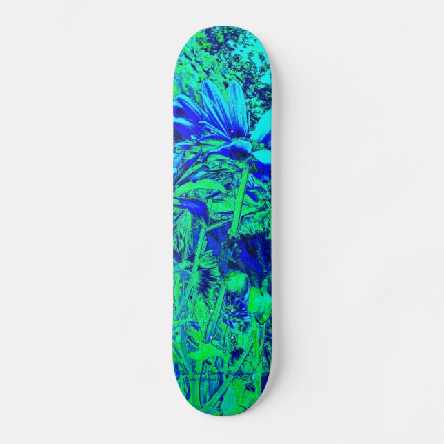 Blue Green Floral Experience Skateboard (Front)