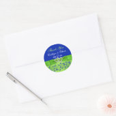 Blue, Green Floral, Hearts Wedding Favor Sticker (Envelope)