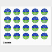 Blue, Green Floral, Hearts Wedding Favor Sticker (Sheet)