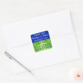 Blue, Green Floral, Hearts Wedding Favor Sticker (Envelope)