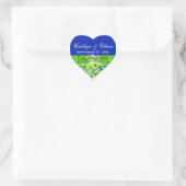 Blue, Green Floral, Hearts Wedding Favor Sticker (Bag)
