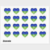 Blue, Green Floral, Hearts Wedding Favor Sticker (Sheet)