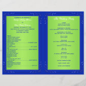 Blue, Green Floral Hearts Wedding Program (Back)
