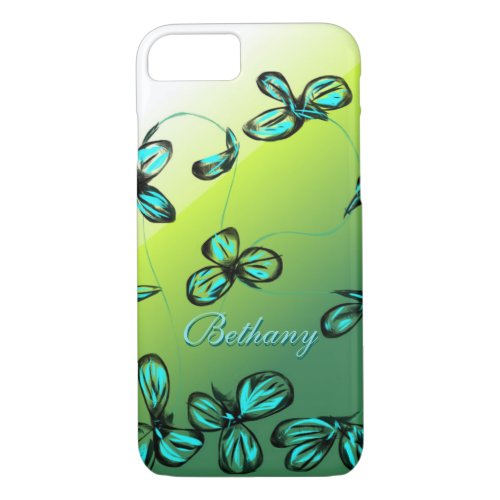 Blue Green Floral iPhone 7 Case customize
