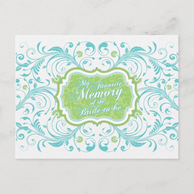 Blue Green Floral Memory Card for the Bride (Front)
