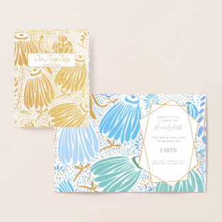 Blue Green Floral Sympathy Death of Child Foil Card