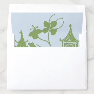 Blue Green Floral Watercolor Wedding  Envelope Liner