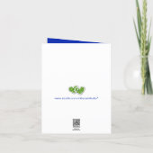 Blue, Green Floral Wedding Photo Thank You Card (Back)