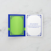 Blue, Green Floral Wedding Photo Thank You Card (Inside)