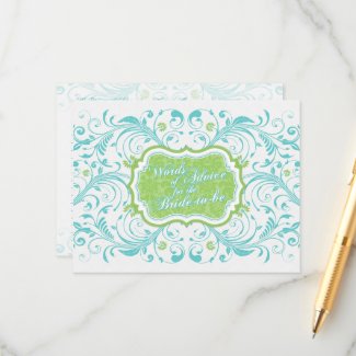 Blue Green Floral Words of Advice for the Bride