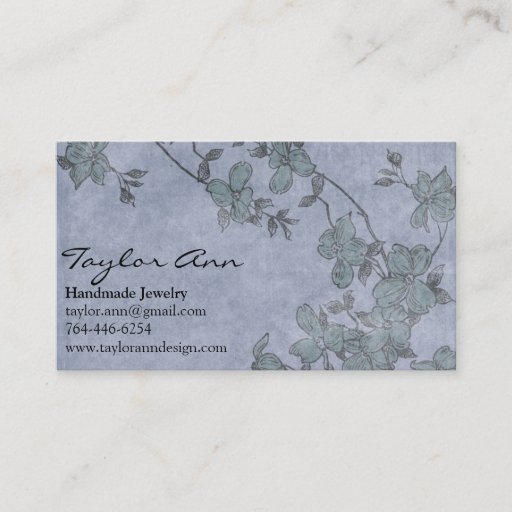 Customizable Blue &amp; Green Flower Business Card