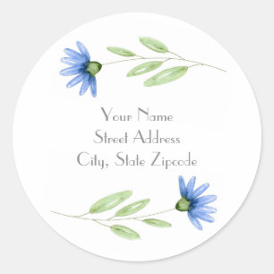'Blue Green Flower' Labels