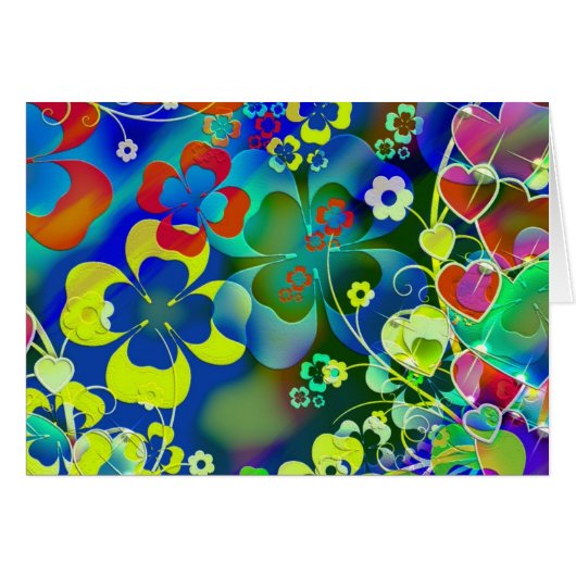 Blue Green Flowers Cards (Front Horizontal)
