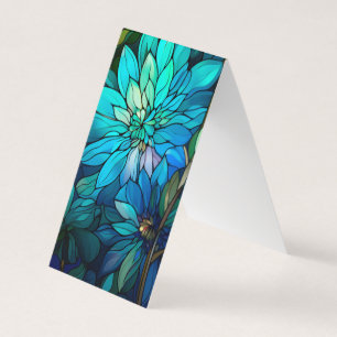 Blue Green Flowers Folding Bookmarks Bookmarkers Business Card