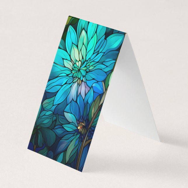 Blue Green Flowers Folding Bookmarks Bookmarkers Business Card (Front)