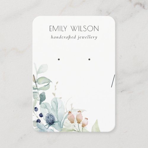 Blue Green Foliage Bunch Earring Necklace Display Business Card