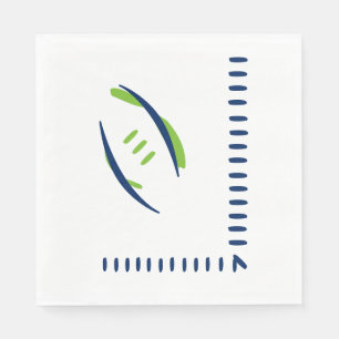 Blue & Green Football Hashmarks Paper Napkins