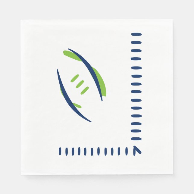 Blue & Green Football Hashmarks Paper Napkins (Front)