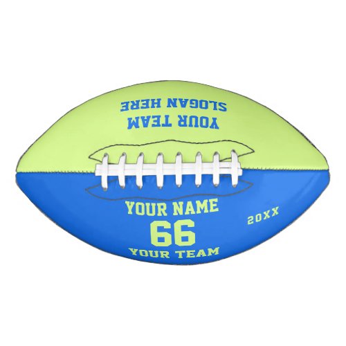 Blue Green Football with Name Number Team