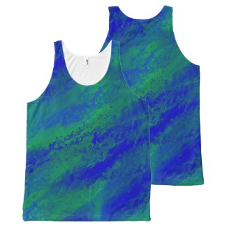 Blue Green Forest Abstract Designed Tank Top