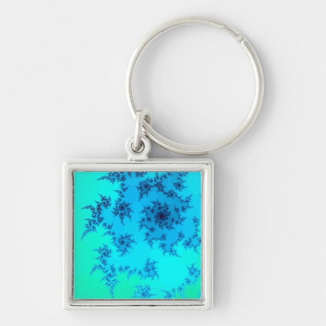 Blue Green Fractal Keychain (Front)