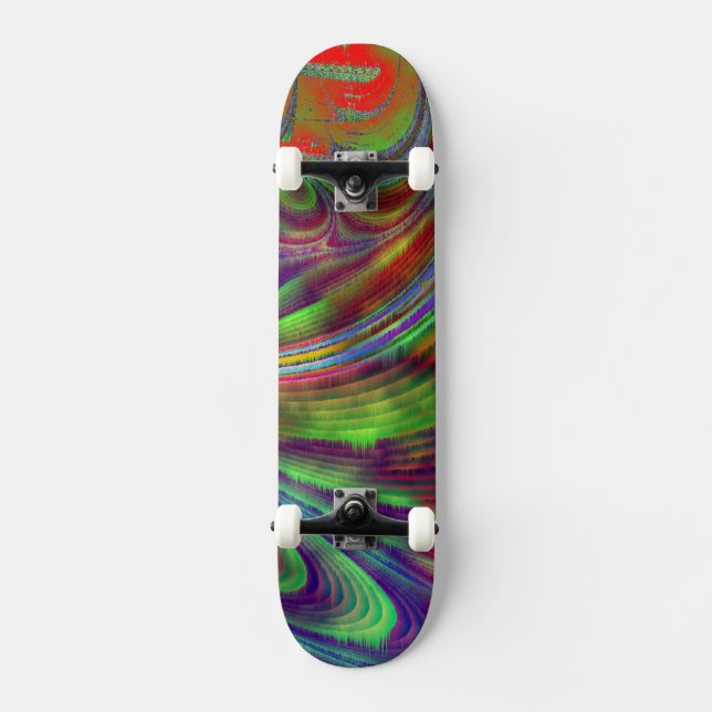 Blue-Green Fractal Skateboard Deck (Front)