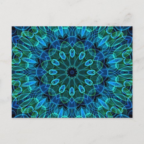 Blue Green Gems kaleidoscope Postcard