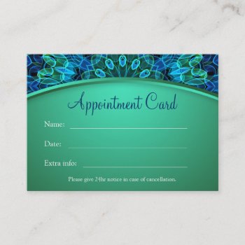Blue & Green Gems Mandala Appointment Card by WavingFlames at Zazzle