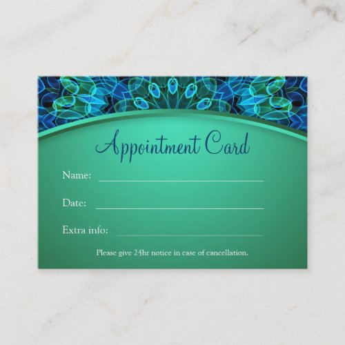 Blue &amp; Green Gems Mandala Appointment Card