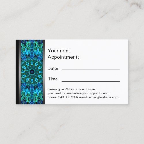 Blue &amp; Green Gems Mandala appointment card