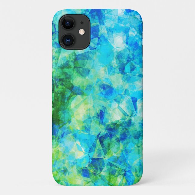 Blue Green Geometric Pattern Simulated Glass Case-Mate iPhone Case (Back)