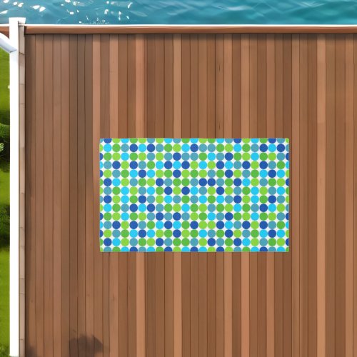 Blue Green Geometric Polka Dot Pattern Outdoor Rug