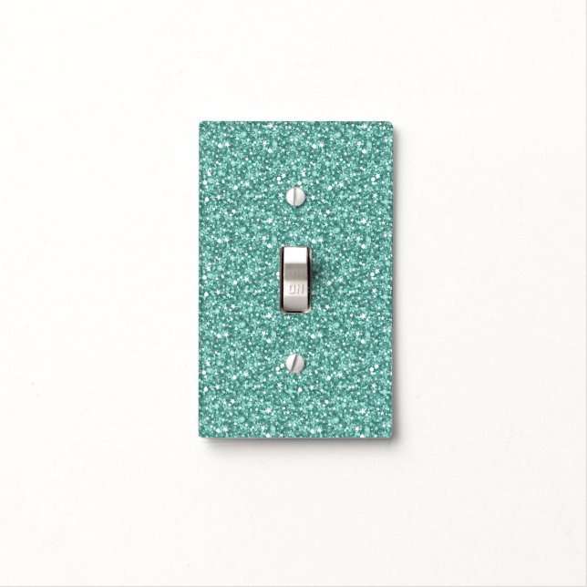 Blue Green Glitter And Sparkles Pattern Light Switch Cover (In Situ)