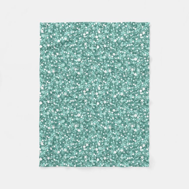 Blue- Green Glitter Fleece Blanket (Front)