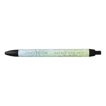Blue Green Glitter Hair Makeup Salon Promotion Black Ink Pen by epclarke at Zazzle