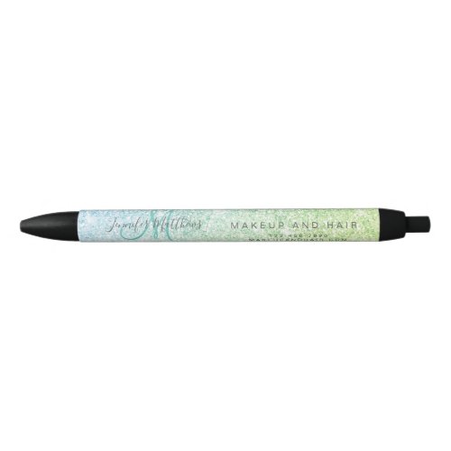 Blue Green Glitter Hair Makeup Salon Promotion Black Ink Pen