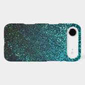 Blue/Green Glitter Print Sparkle iPhone Cover (Back (Horizontal))