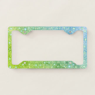 BLUE GREEN Glitter Sparkle License Plate Frame