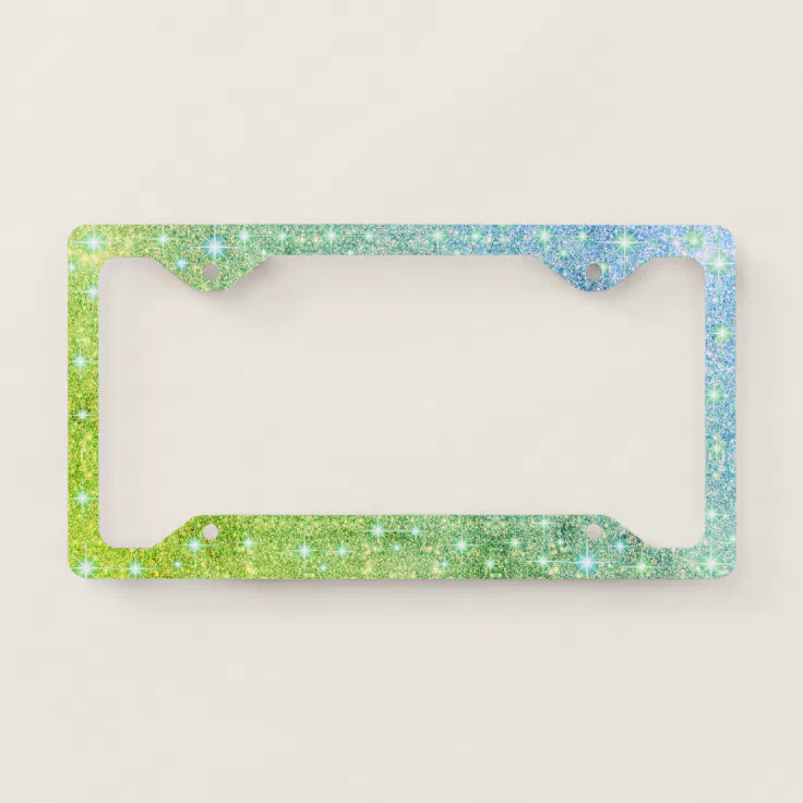 BLUE GREEN Glitter Sparkle License Plate Frame Zazzle