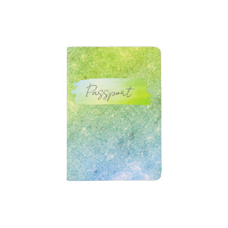 BLUE GREEN Glitter Sparkle Passport Holder