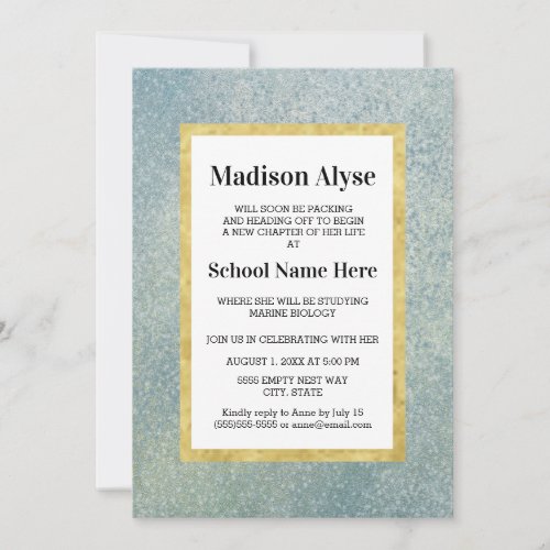 Blue  Green Gold and White Trunk Party Invitation