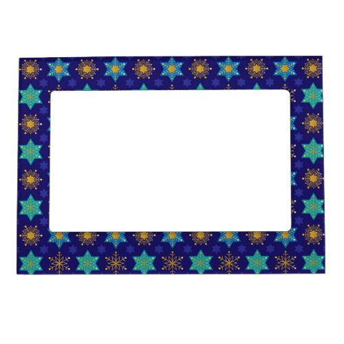 BLUE GREEN GOLD HANUKKAH STAR OF DAVID MAGNETIC FRAME