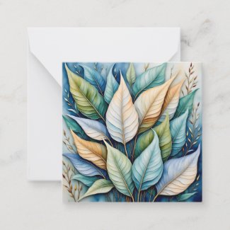 Blue Green Gold Latte Leaves