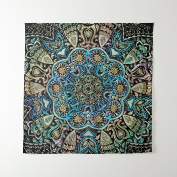 Blue Green Gold Mandala Wall Tapestry by BecometheChange at Zazzle