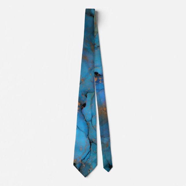 blue green gold purple marble abstract  neck tie (Front)